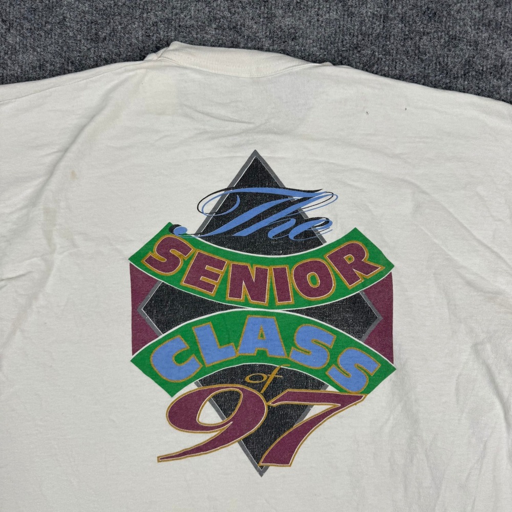 Vintage T-Shirt Mens Size L Off-White Senior Class 97 Graphic Made for Success